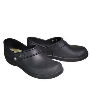 Crocs Neria Black Slip On Comfort Work Clogs Womens Size 10